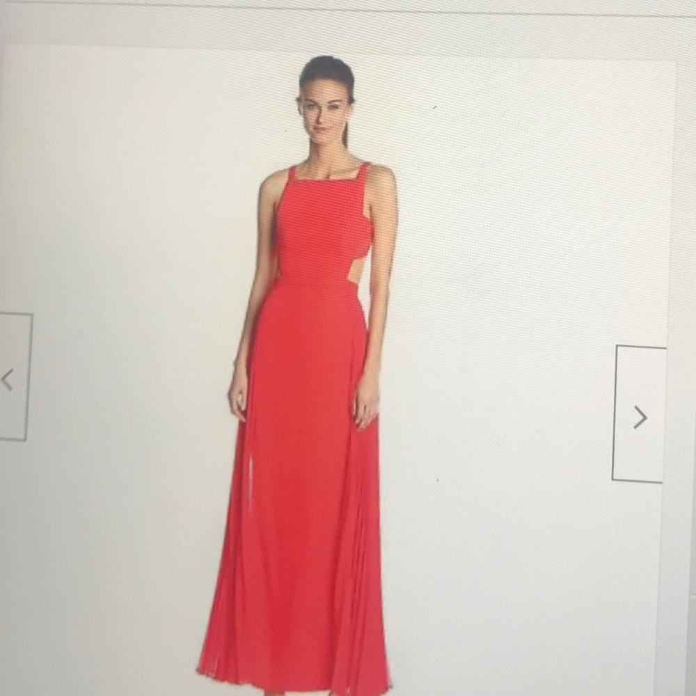 BCBG Brielle sleeveless cutout pleat skirt GOWN